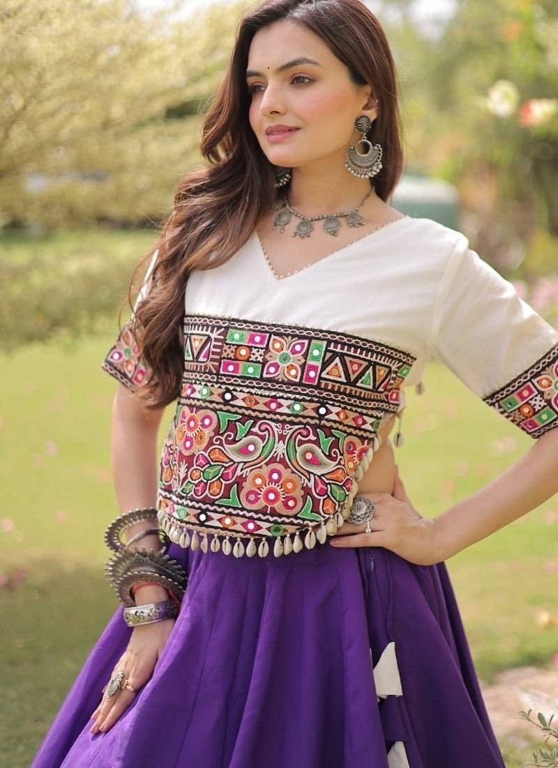 NAVRATRI Traditional Flared Lehenga & Multicolor Kutchi Embroidered Blouse Set