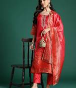 Ethnic Motifs Printed Zari Kurta with Trousers & With Dupatta