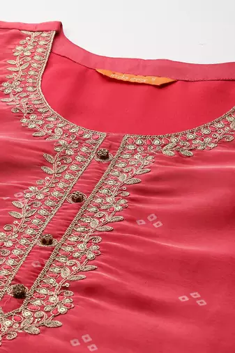 Ethnic Motifs Printed Zari Kurta with Trousers & With Dupatta