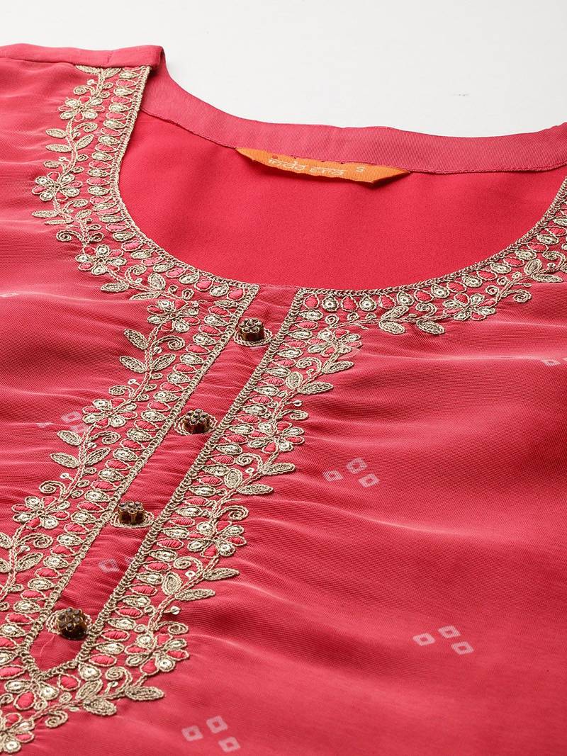 Ethnic Motifs Printed Zari Kurta with Trousers & With Dupatta