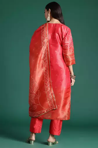 Ethnic Motifs Printed Zari Kurta with Trousers & With Dupatta
