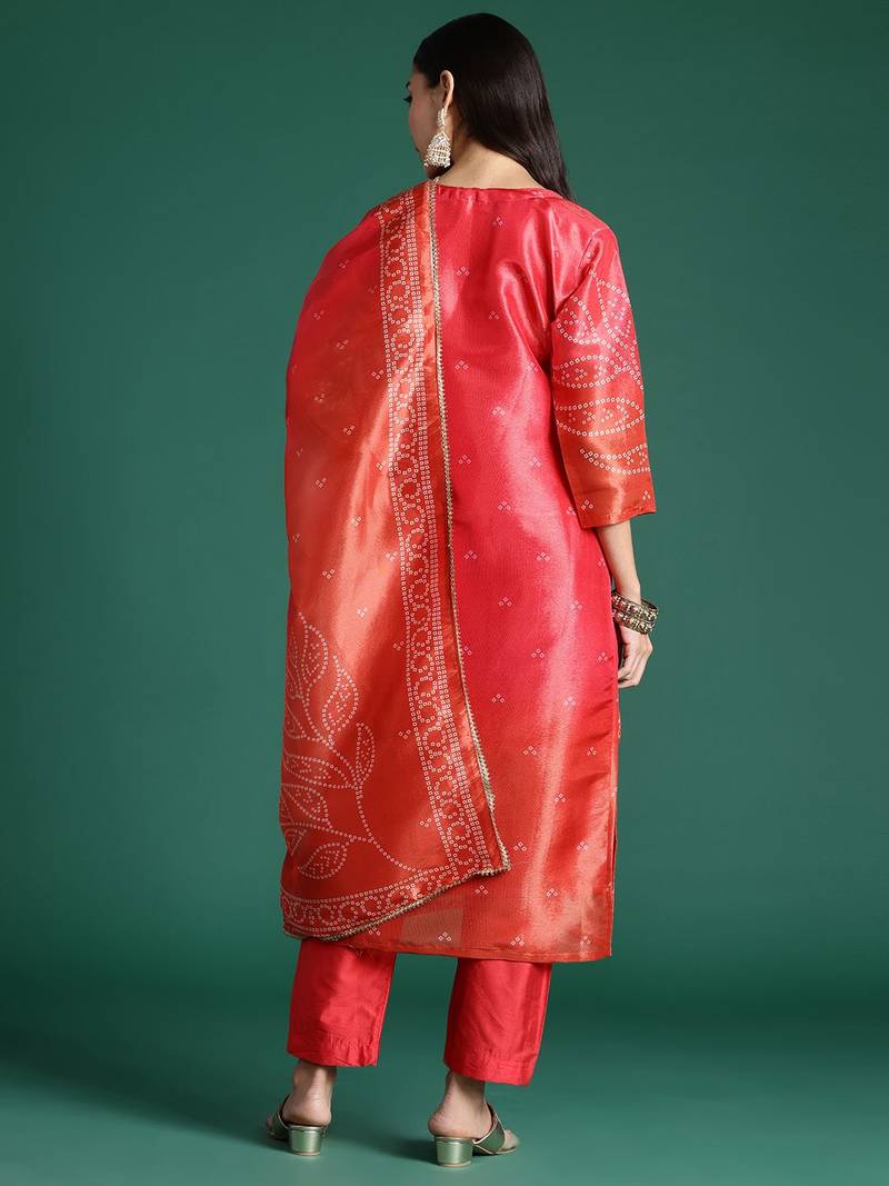 Ethnic Motifs Printed Zari Kurta with Trousers & With Dupatta