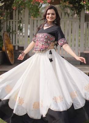 NAVRATRI  Flared Lehenga & Multicolor Kutchi Embroidered Blouse Set-full stitched free size 1
