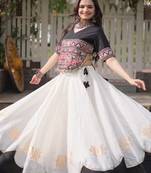 NAVRATRI  Flared Lehenga & Multicolor Kutchi Embroidered Blouse Set-full stitched free size