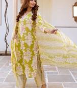 Women Floral Printed Cotton Kurta with Palazzos & With Dupatta