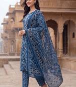 Women Ethnic Motifs Printed Cotton Kurta with Trousers & With Dupatta