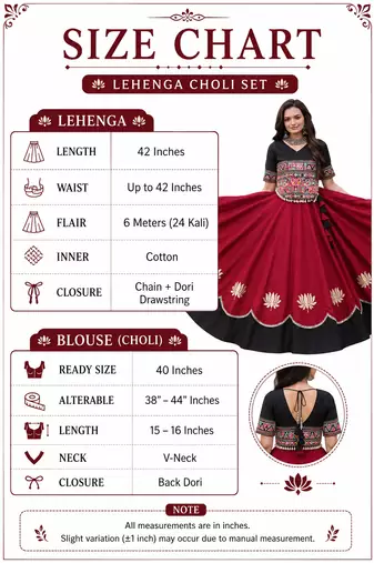 NAVRATRI  Flared Lehenga & Multicolor Kutchi Embroidered Blouse Set-full stitched free size
