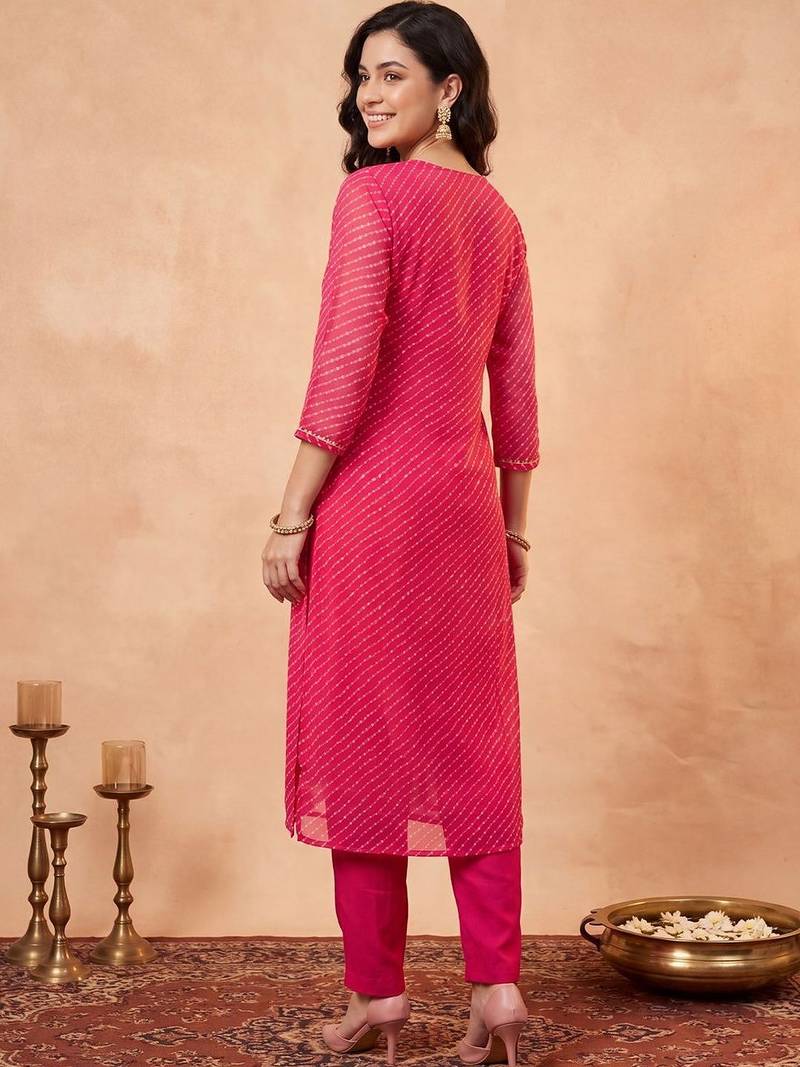 Women Striped Sequinned Kurta with Trousers & With Dupatta