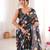 Black chiffon digital print siroski diamond work saree