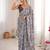 Grey chiffon digital print siroski diamond work saree