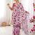 Wine chiffon digital print siroski diamond work saree