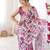 Wine chiffon digital print siroski diamond work saree