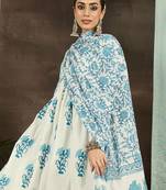 Floral Printed Empire Cotton Kurta With Trousers & Dupatta
