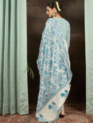 Floral Printed Empire Cotton Kurta With Trousers & Dupatta 4