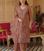 Women Floral Embroidered Panelled Beads and Stones Kurta with Trousers & With Dupatta