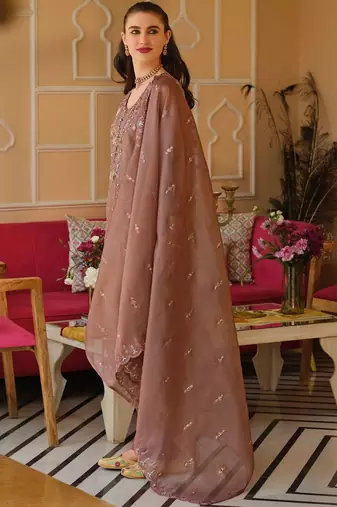 Women Floral Embroidered Panelled Beads and Stones Kurta with Trousers & With Dupatta