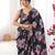Black chiffon digital print siroski diamond work saree