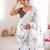 White chiffon digital print siroski diamond work saree