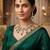 green color necklace set with earrings & maang tikka | kundan & agate stone | gold plated