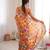 Orange chiffon digital print siroski diamond work saree