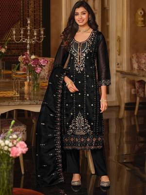 Women Floral Embroidered Panelled Beads and Stones Kurta with Trousers & With Dupatta 5