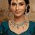 turquoise color necklace set with earrings & maang tikka | kundan & agate stone | gold plated