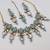 turquoise color necklace set with earrings & maang tikka | kundan & agate stone | gold plated