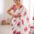 White chiffon digital print siroski diamond work saree
