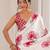 White chiffon digital print siroski diamond work saree