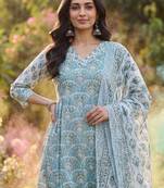 Women Ethnic Motifs Printed Cotton Kurta with Trousers & With Dupatta