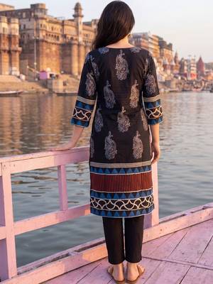 Women Ethnic Motifs Printed Cotton Kurta with Trousers & With Dupatta 4