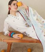 Women Floral Embroidered Cotton Kurta with Trousers & Dupatta