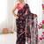 Black chiffon digital print scallped border foil mirror work saree