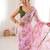 Pink chiffon digital print scallped border foil mirror work saree