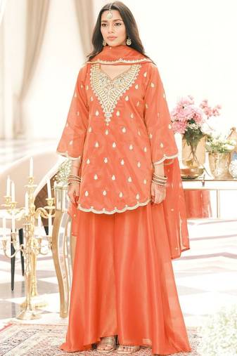 Women Ethnic Motifs Embroidered Kurta with Palazzo & Dupatta