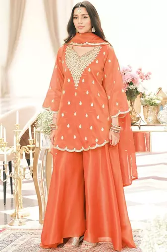 Women Ethnic Motifs Embroidered Kurta with Palazzo & Dupatta