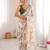 White chiffon digital print scallped border foil mirror work saree