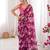 Wine chiffon digital print scallped border foil mirror work saree