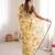 Yellow chiffon digital print scallped border foil mirror work saree