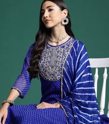 Women Leheriya Printed Kurta With Trousers & Dupatta