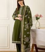 Floral Printed Thread Work Cotton Kurta With Palazzos & Dupatta