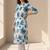 Floral Printed Pleated Round Neck Cotton Straight Kurta With Trouser