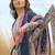 Navy Blue Printed Straight Kurta Trousers Dupatta Set Kurta Sets