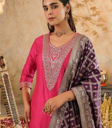 Embroidered Sequinned Kurta With Trousers & Dupatta