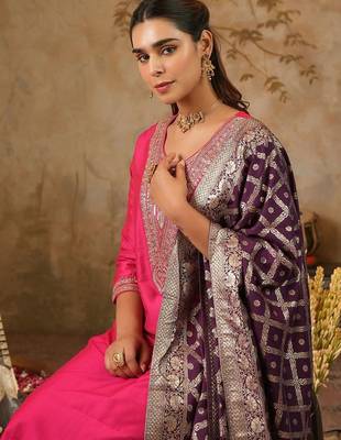 Embroidered Sequinned Kurta With Trousers & Dupatta 3