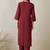 Women Floral Embroidered Thread Work Cotton Kurta with Trousers