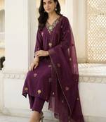 Women Ethnic Motifs Embroidered Thread Work Kurta with Trousers & With Dupatta