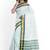 White checked cotton saree with green border