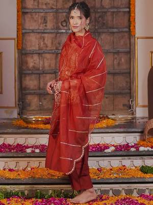Ethnic Motifs Embroidered Liva Straight Kurta With Trousers & Dupatta 4