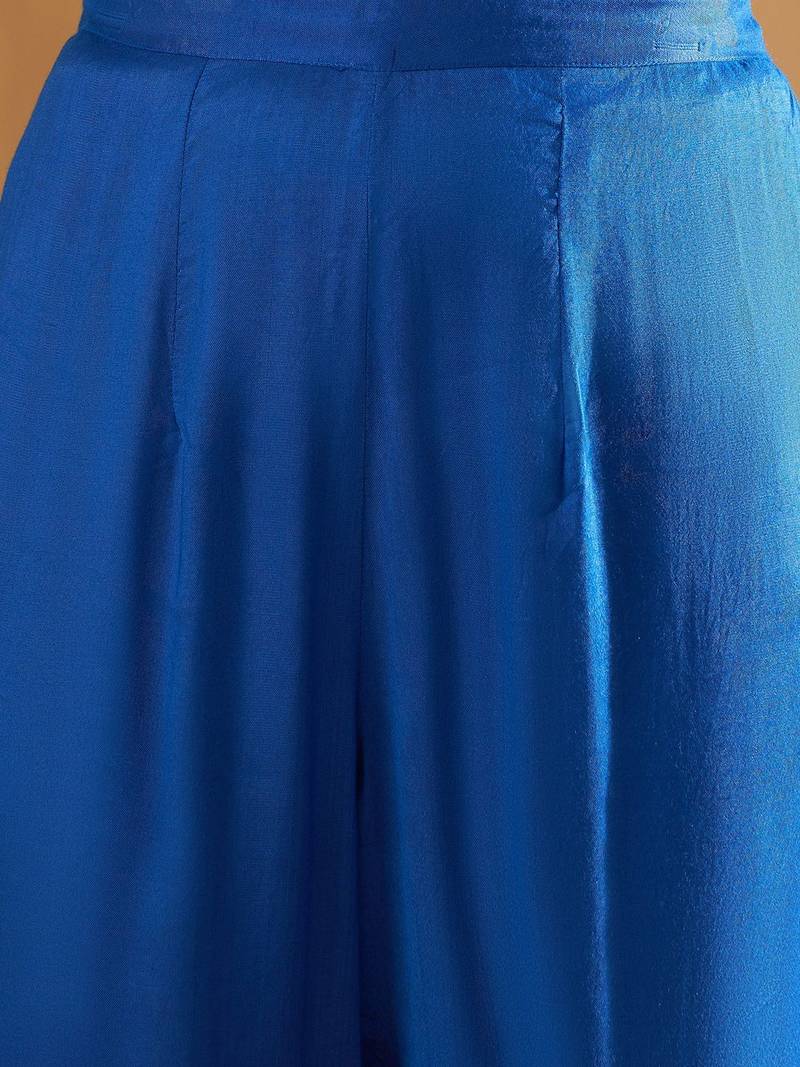 Leheriya Embroidered Georgette Straight Kurta With Trousers & Dupatta